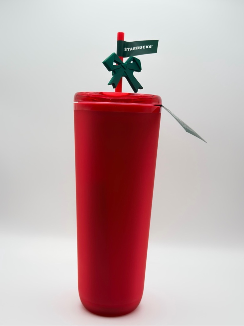 Starbucks‎ Red Tumbler with Green Bow Straw Accent